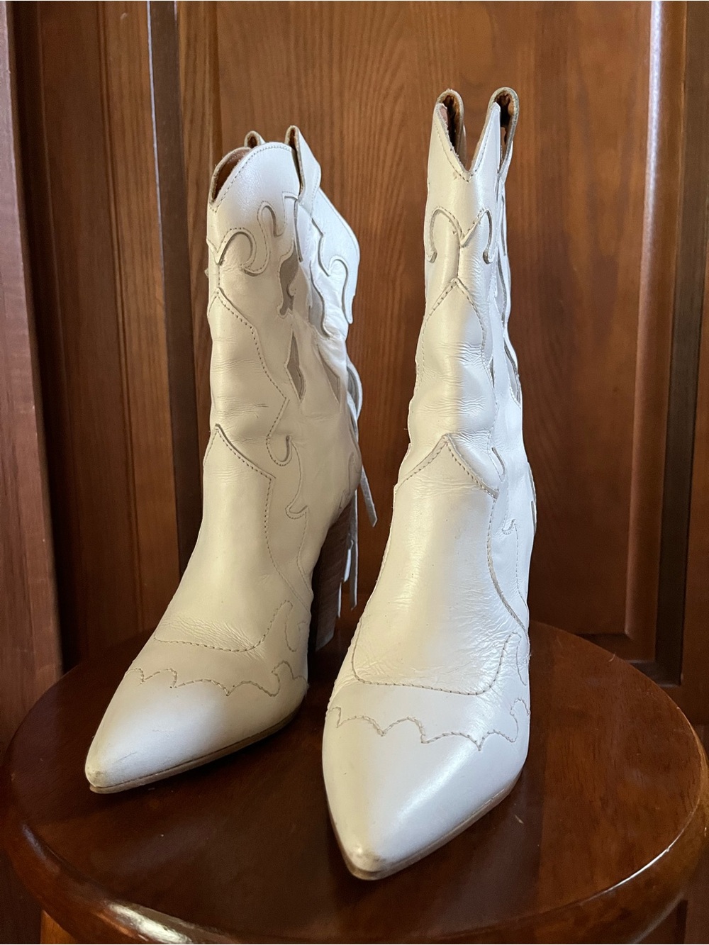 Women’s Dingo White Western Fringe Leather Boots - Picture 3 of 9